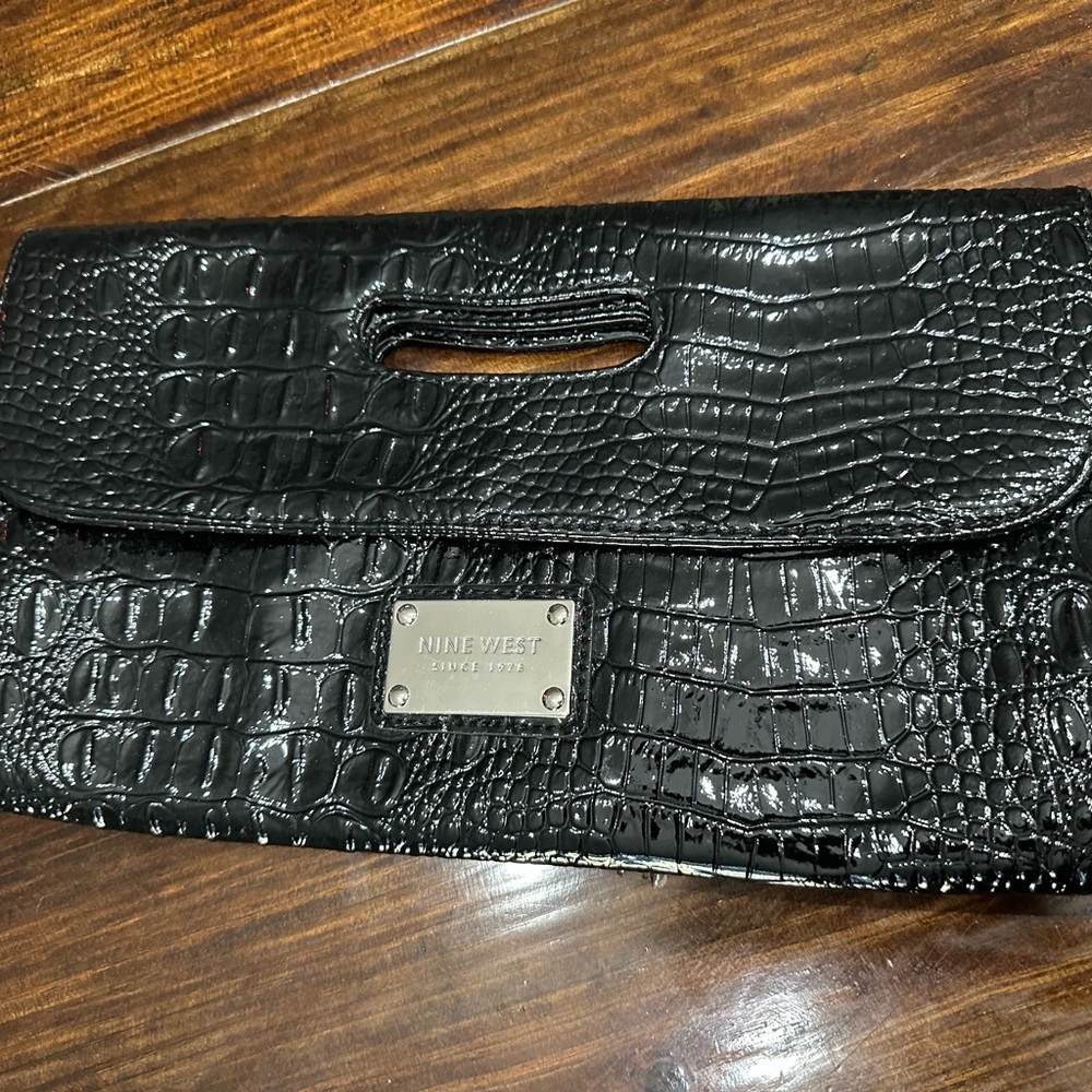 Nine West Black Croc Embossed Handbag